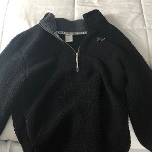 Victoria Secret PINK black fur quarter zip